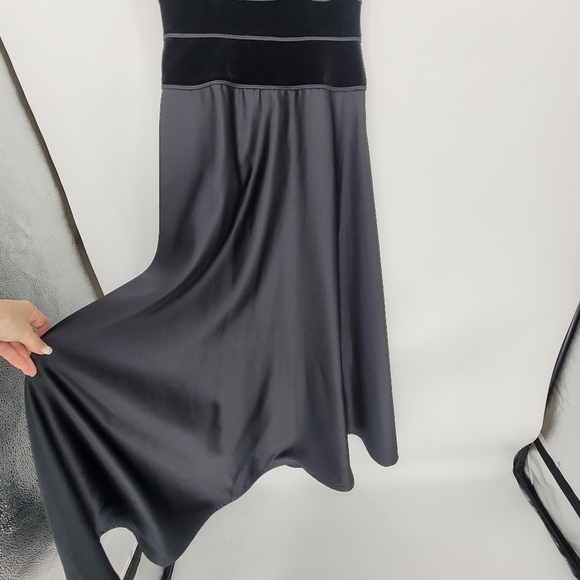 Tadashi Shoji vintage Velvet Maxi Dress black Sleeveless A-Line Satin Gown 8 - Picture 5 of 7